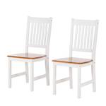 Lot de 2 chaises Louis Pin massif - Blanc / Miel - Verni