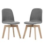 Chaises rembourrées Stig I (lot de 2) Tissu - Tissu Vesta : Gris foncé - Chêne