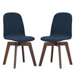 Chaises rembourrées Stig I (lot de 2) Tissu - Tissu Vesta : Bleu - Noyer