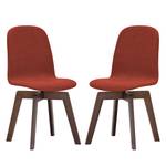 Chaises rembourrées Stig I (lot de 2) Tissu - Tissu Vesta : Rouge - Noyer