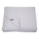 Sprei T-Natural Squares textielmix - Wit/cappuccinokleurig