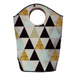 Wasmand gold triangles geweven stof - lichtbeige/zwart