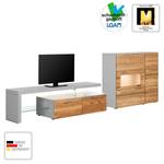 Tv-meubel Solano II deels massief - Knoesteikenhout/platina bruin - Glazendeur rechts - Met verlichting