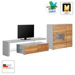 Tv-meubel Solano II deels massief - Knoesteikenhout/platina bruin - Glazendeur rechts - Zonder verlichting