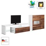 Tv-meubel Solano II deels massief - Notenboomhout/wit - Glazendeur rechts - Zonder verlichting