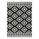 Tapis Ethno Fibres synthétiques - Noir / Crème - 80 x 150 cm