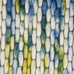 Teppich Reflection handgewebt Schurwolle / Baumwolle - Weiß / Blau / Gelb - 130 x 190 cm
