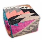 Pouf Vintage Funky Kelim Multicolor - Naturfaser - 50 x 0.6 x 50 cm