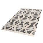 Tapis Vintage Cozy Kelim Tissu mélangé - Blanc / Noir - 140 x 200 cm