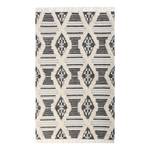 Tapis Vintage Cozy Kelim Tissu mélangé - Blanc / Noir - 140 x 200 cm