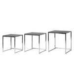 Tables gigognes Robin (lot de 3) Plateau en verre noir - Structure chrome