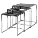 Tables gigognes Robin (lot de 3) Plateau en verre noir - Structure chrome