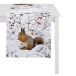 Chemin de table Brodersby Coton - Blanc neige / Marron rouge