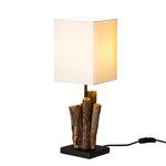 Lampe de bureau Abuja Marron - Blanc - Textile - En partie en bois massif - 15 x 43 x 15 cm