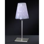 Tafellamp Flora mat nikkel/glas met bloemenmotief - met handschakelaar - spaarlamp - met 1 lichtbron