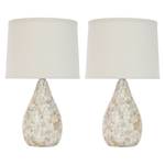 Lampes de table Laurelie (lot de 2) Lin / Coquillage - 1 ampoule