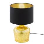 Lampe Manalba Tissu mélangé / Acier - 1 ampoule - Noir / Doré - Hauteur : 38 cm