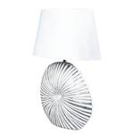 Tafellamp Shine-Shell geweven stof/kunsthars - 1 lichtbron - Wit/zilverkleurig - Breedte: 25 cm