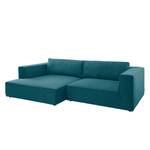 Hoekbank Big Cube Style geweven stof - Stof TBO: 3 petrol green - Longchair vooraanzicht links