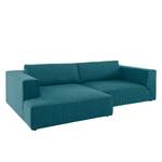 Hoekbank Big Cube Style geweven stof - Stof TBO: 3 petrol green - Longchair vooraanzicht links