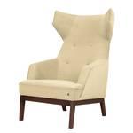 Oorfauteuil Cozy (met hocker) geweven stof - Licht beige