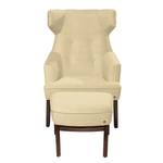 Oorfauteuil Cozy (met hocker) geweven stof - Licht beige