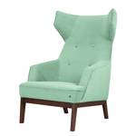 Oorfauteuil Cozy (met hocker) geweven stof - Mintgroen