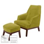 Fauteuil Cozy geweven stof - Pistache groen - Met hocker