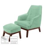 Fauteuil Cozy geweven stof - Mintgroen - Met hocker