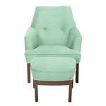 Fauteuil Cozy geweven stof - Mintgroen - Met hocker