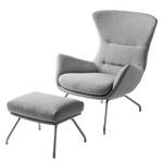 Sessel Hepburn II Webstoff Milan: Hellgrau - Chrom matt