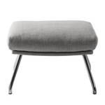 Pouf repose-pieds Hepburn II Tissu - Chrome - Tissu Milan Gris clair - Tissu Milan : Gris clair - Chrome brillant