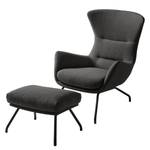 Fauteuil Hepburn II Tissu - Tissu Milan : Anthracite - Noir