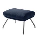 Pouf repose-pieds Hepburn II Tissu - Tissu Milan : Bleu foncé - Chrome mat