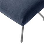 Pouf repose-pieds Hepburn II Tissu - Tissu Milan : Bleu foncé - Chrome mat