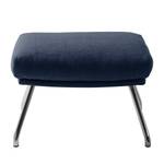 Pouf repose-pieds Hepburn II Tissu - Tissu Milan : Bleu foncé - Chrome brillant