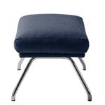 Pouf repose-pieds Hepburn II Tissu - Tissu Milan : Bleu foncé - Chrome brillant