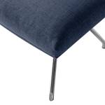 Pouf repose-pieds Hepburn II Tissu - Tissu Milan : Bleu foncé - Chrome brillant