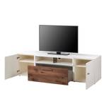 Meuble TV Anzio II Mat blanc / Noyer ramageux