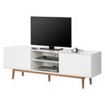 Tv-meubel LINDHOLM deels massief eikenhout - Wit - 180 x 45 cm