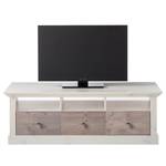 Meuble TV Lyngby Pin massif - Blanc / Pin truffier