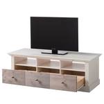 Meuble TV Lyngby Pin massif - Blanc / Pin truffier