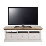 Tv-lowboard Lyngby massief grenenhout - Wit grenenhout/amberkleurig grenenhout