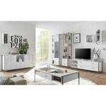 Tv-meubel Pryor witte pijnboomhouten look/zilverkleurig