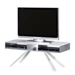 Meuble TV Smart TV Verre / Aluminium - Blanc / Argenté