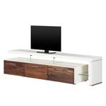 Tv-meubel Solano II Notenboomhout/wit - Rechts uitlijnen - Zonder verlichting