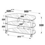 Tv-meubel CU-SR 910/ 1060 aluminium glas 3 platen - Breedte: 95 cm