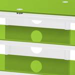 Meuble TV Rack Jared I Blanc / Verre vert - Largeur : 110 cm