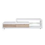 Table TV Bellis Blanc brillant - Applications chêne de Sonoma sur les tiroirs