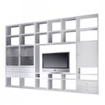 Ensemble meuble TV Empire Blanc brillant - 3 portes / 6 tiroirs - Sans éclairage